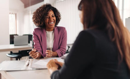 Female adviser with client