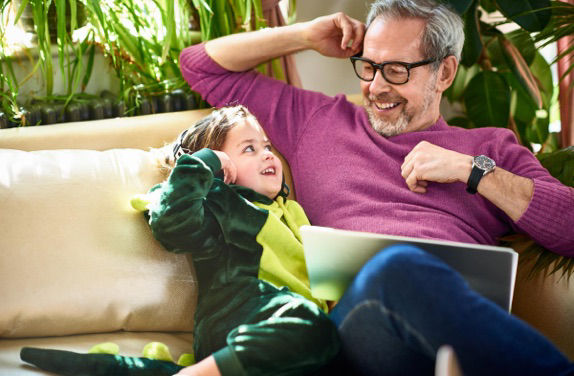 Man with child playing a game