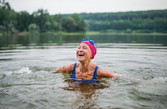 Woman swimming whilst swimming